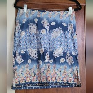 Blue and White Cotton Summer Skirt for Resort Wear